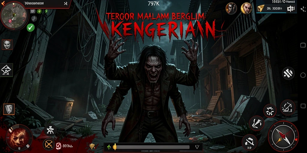 Tampilan gameplay menakutkan dengan suasana Horror yang kuat.