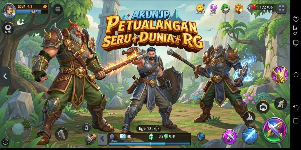 Tampilan gameplay RPG yang mendebarkan di AKUNJP.