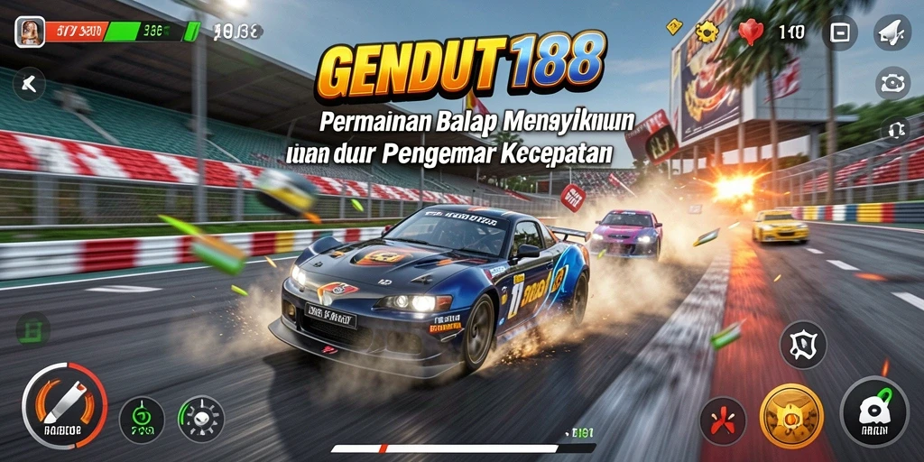 Tangkapan layar dari gameplay GENDUT188 menampilkan aksi balap yang mendebarkan.
