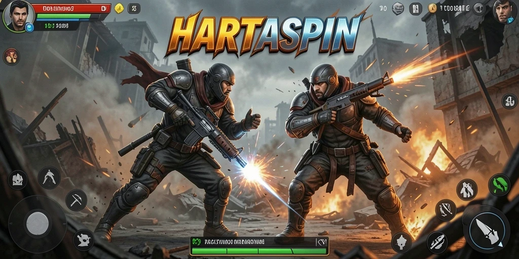 Tampilan gameplay HARTASPIN yang penuh aksi dan tantangan.