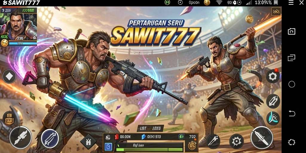 Screenshot gameplay SAWIT777 yang menampilkan aksi seru dalam pertarungan battle royale.