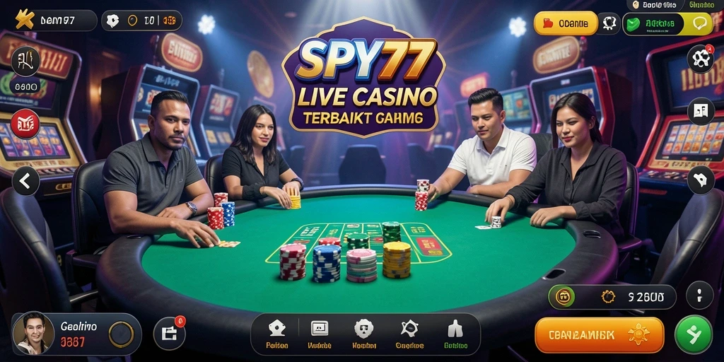 Screenshot gameplay SPY77 menampilkan dealer yang profesional dan suasana Live Casino.